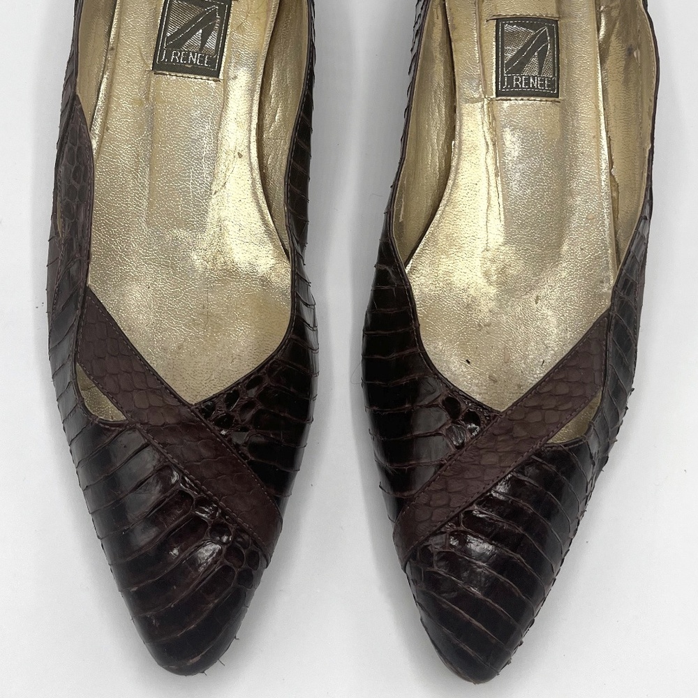 J Renee Brown Reptile Women's Low Heel Feminine  Shoe, Two Tone Brown